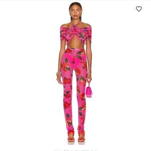 Magda Butrym Pink Floral Mesh Pants 36